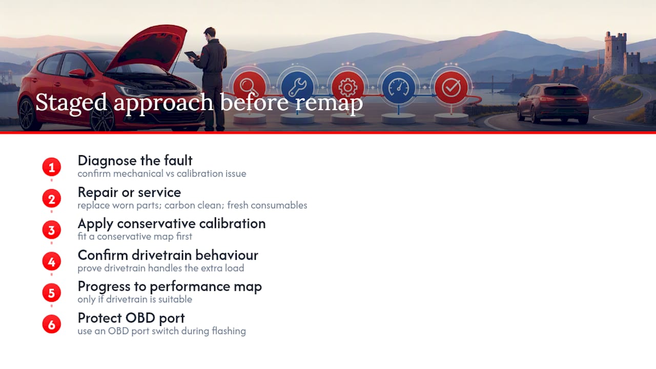 Staged approach to safe vehicle remapping