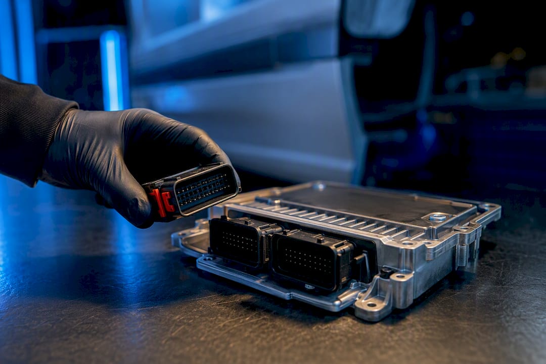 Technician preparing an ECU remap