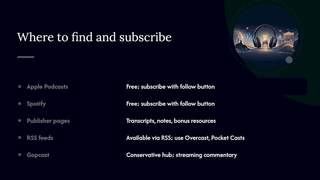 Where to find and subscribe to these shows — overview diagram