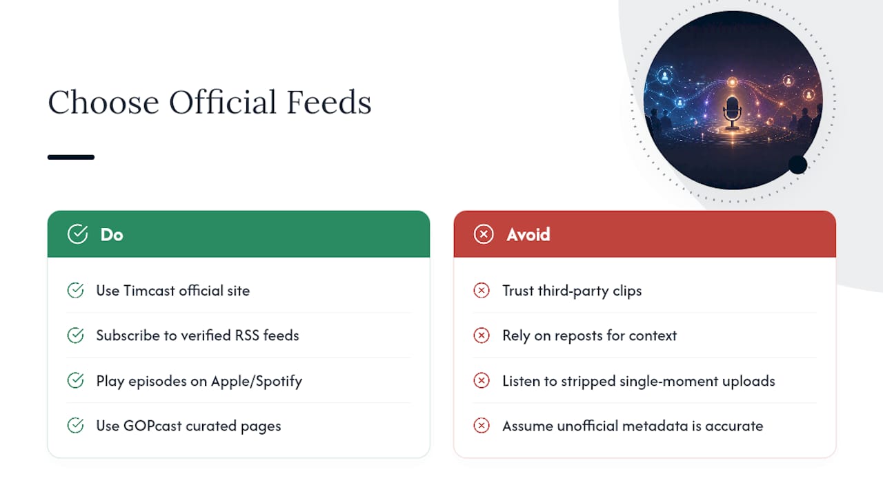 Why Stick to Official Timcast Channels and Feeds? — overview diagram