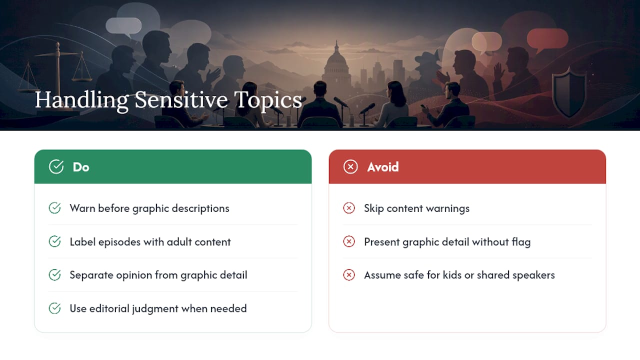 How Should Uncensored Podcasts Handle Sensitive Topics? — overview diagram
