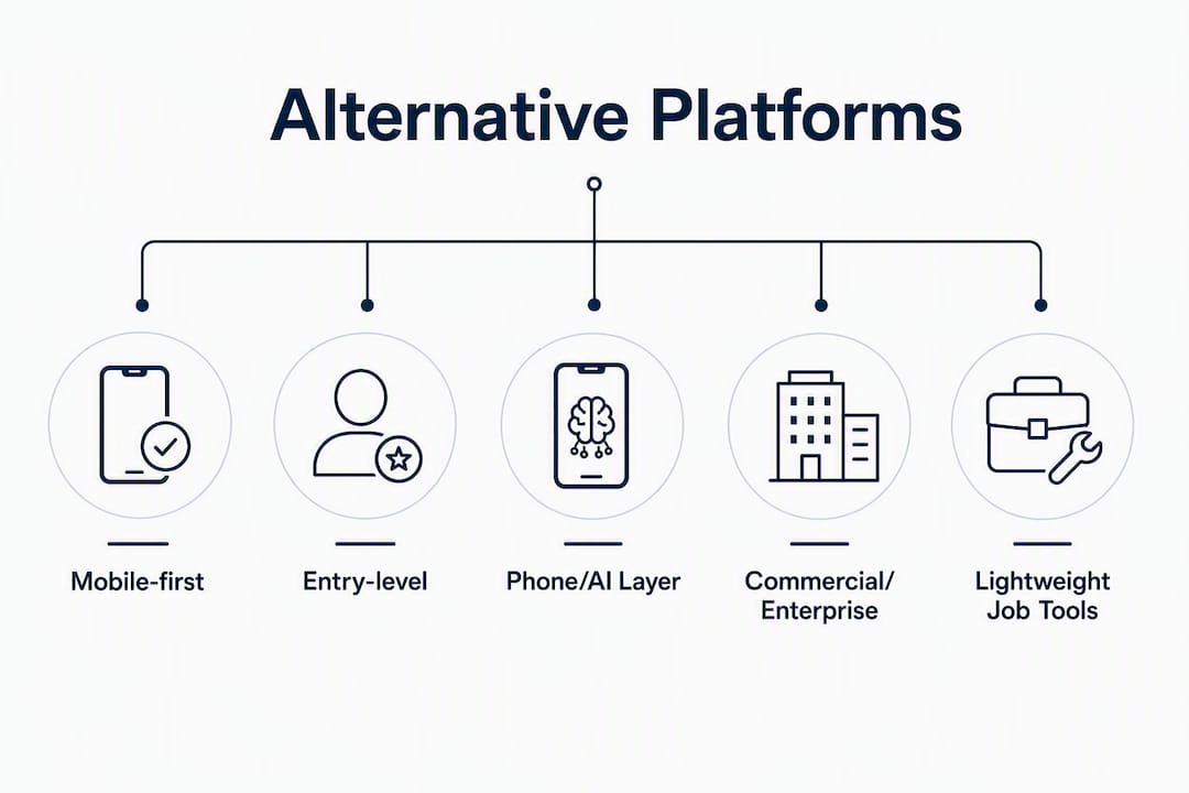 Infographic showing alternative platform categories hierarchy