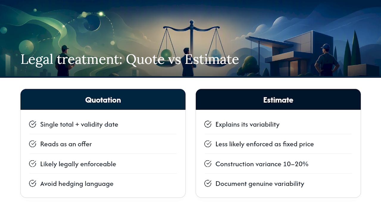 How the Law Treats Quotes vs Estimates — overview diagram