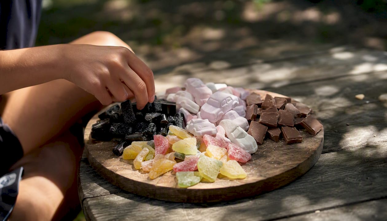 Variety of authentic Swedish candy types close-up