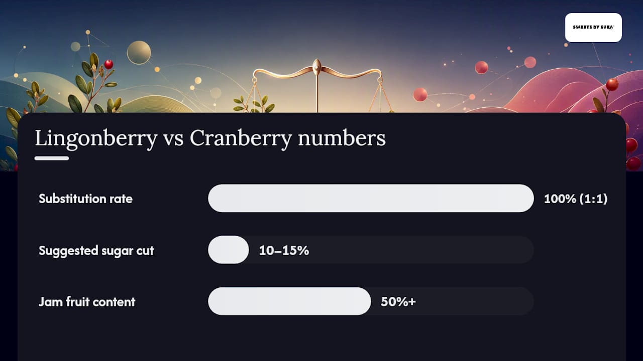 Comparison chart of lingonberry and cranberry taste and nutrition