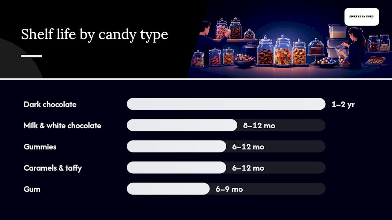 Bar chart of candy shelf life by type