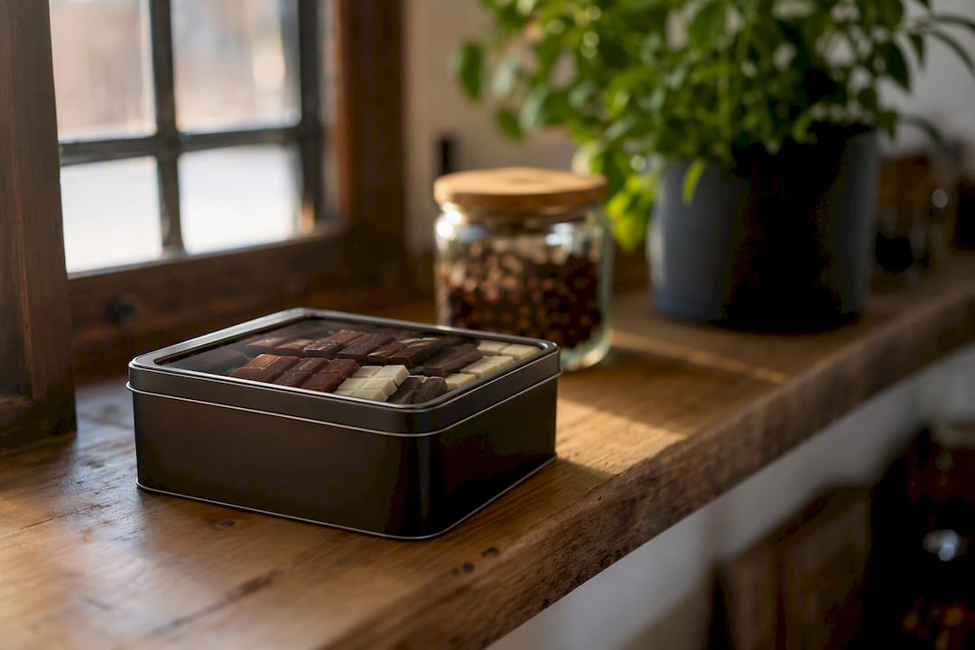 Chocolate bars stored separately from aromatic items