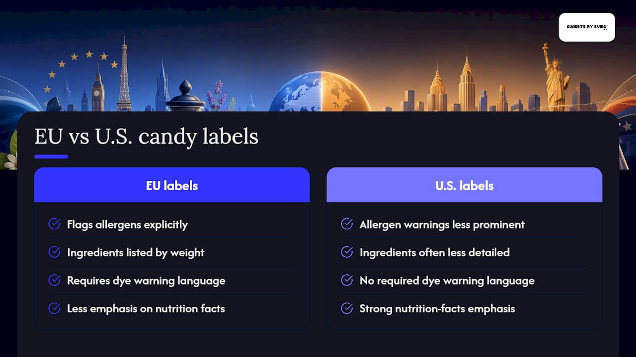 Comparison of European and U.S. candy labels