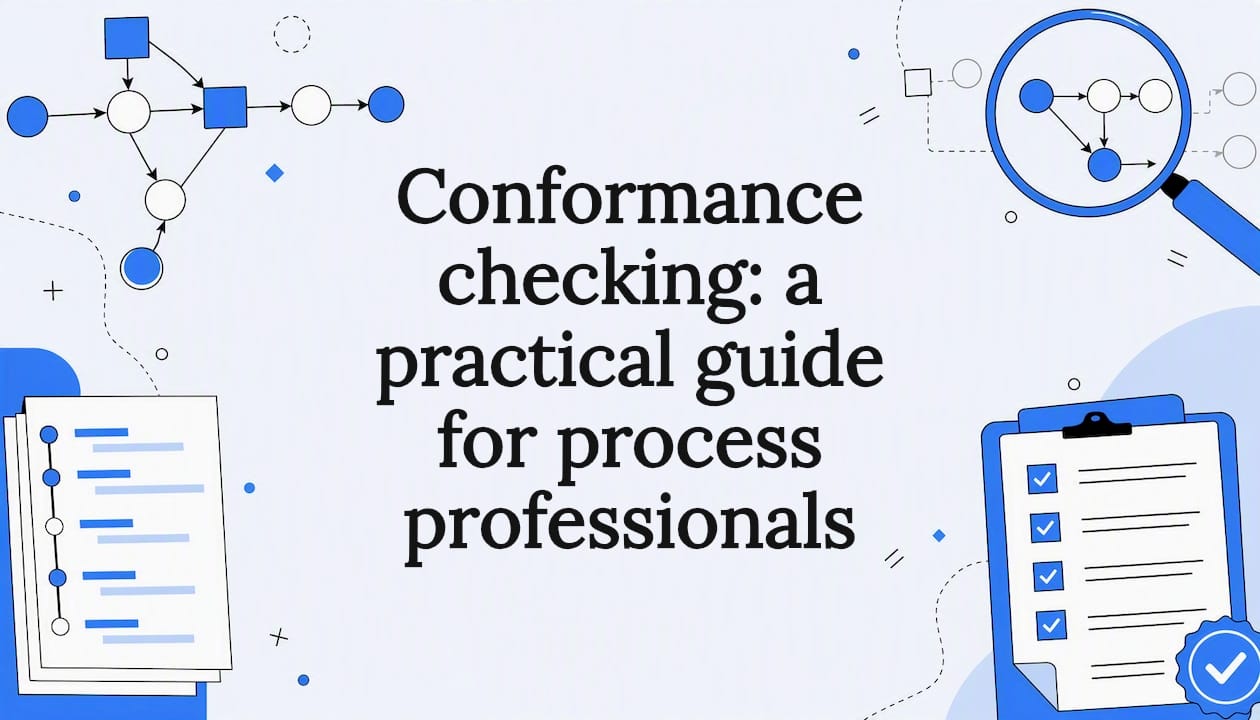 Decorative title card illustration for conformance checking article