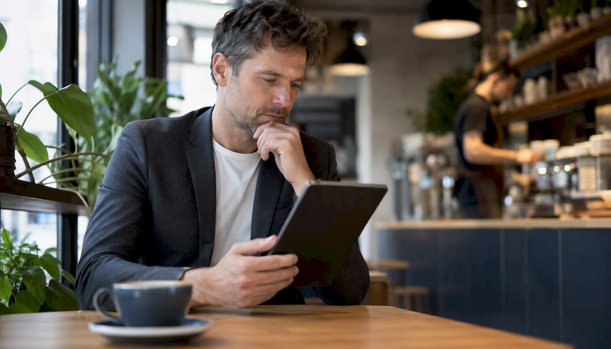 Person annotating privacy document on tablet
