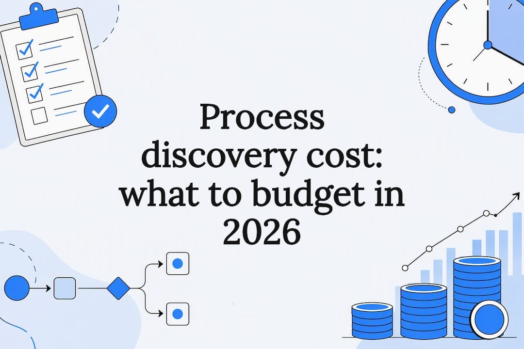 Decorative title card illustration for process discovery cost article