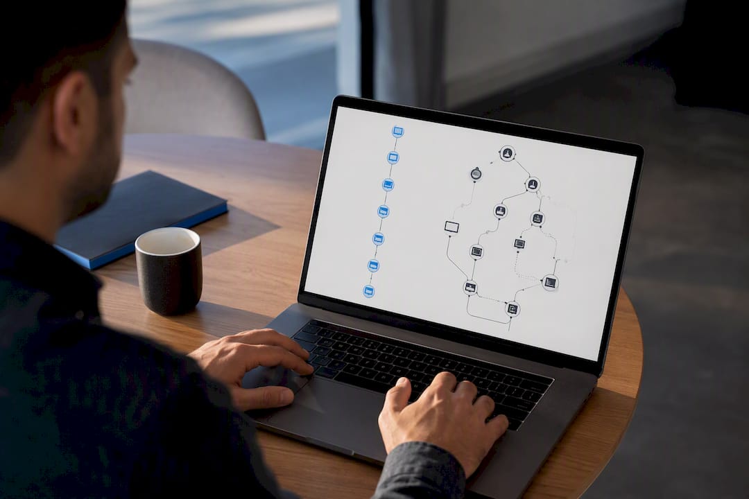 Observed workflow branching from documented process