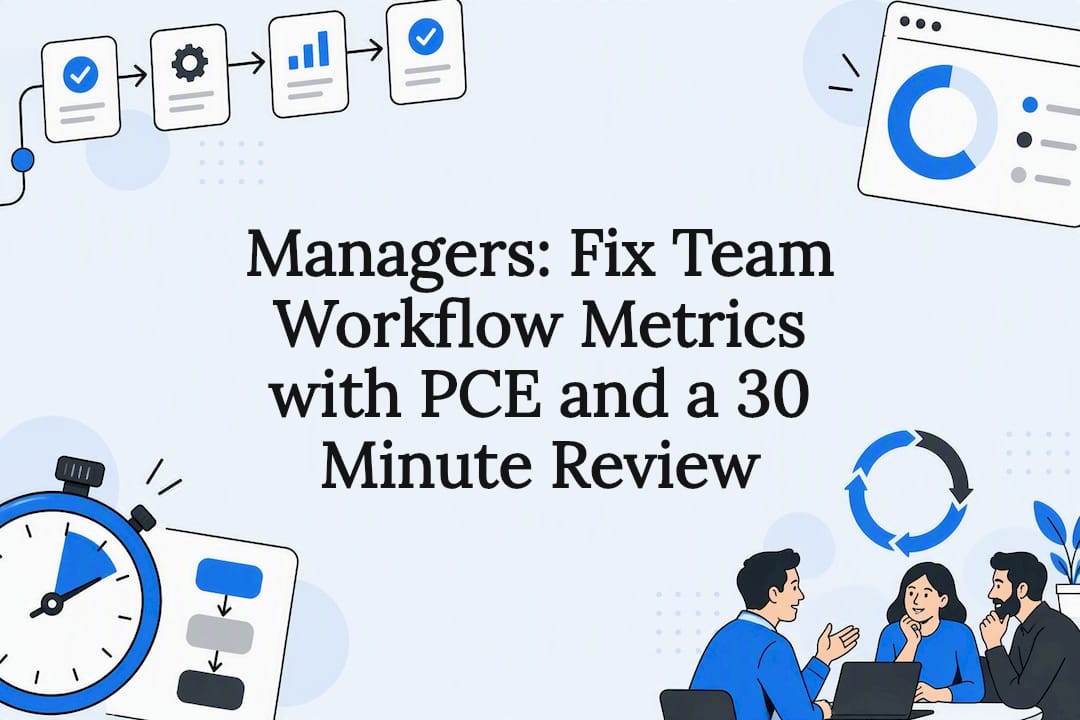 Decorative workflow metrics title card illustration
