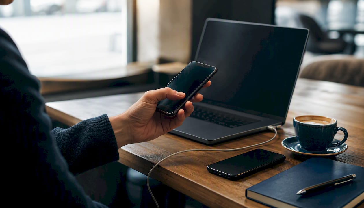 Osoba trzymająca smartfona, na którym wyświetlane są kontakty potencjalnych inwestorów