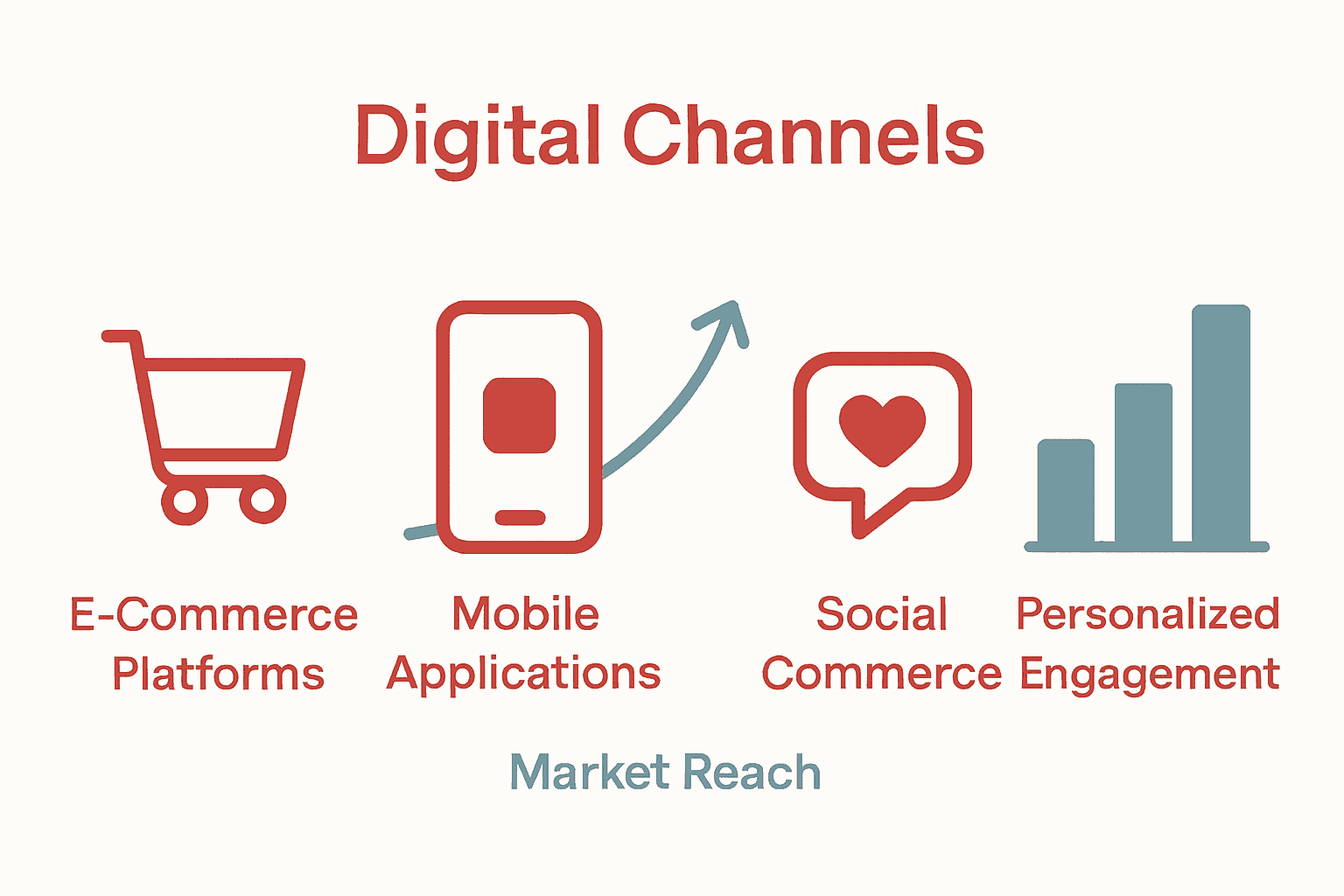Infographic comparing ecommerce, mobile apps, and social commerce benefits.