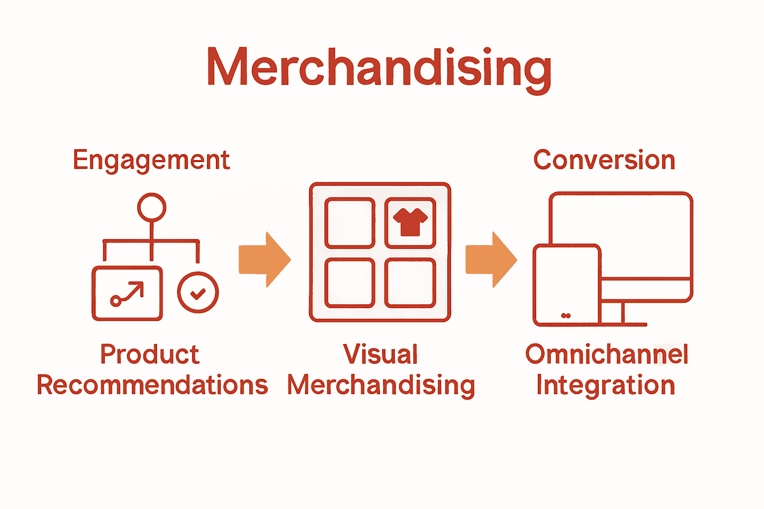 Infographic comparing key eCommerce merchandising strategies.