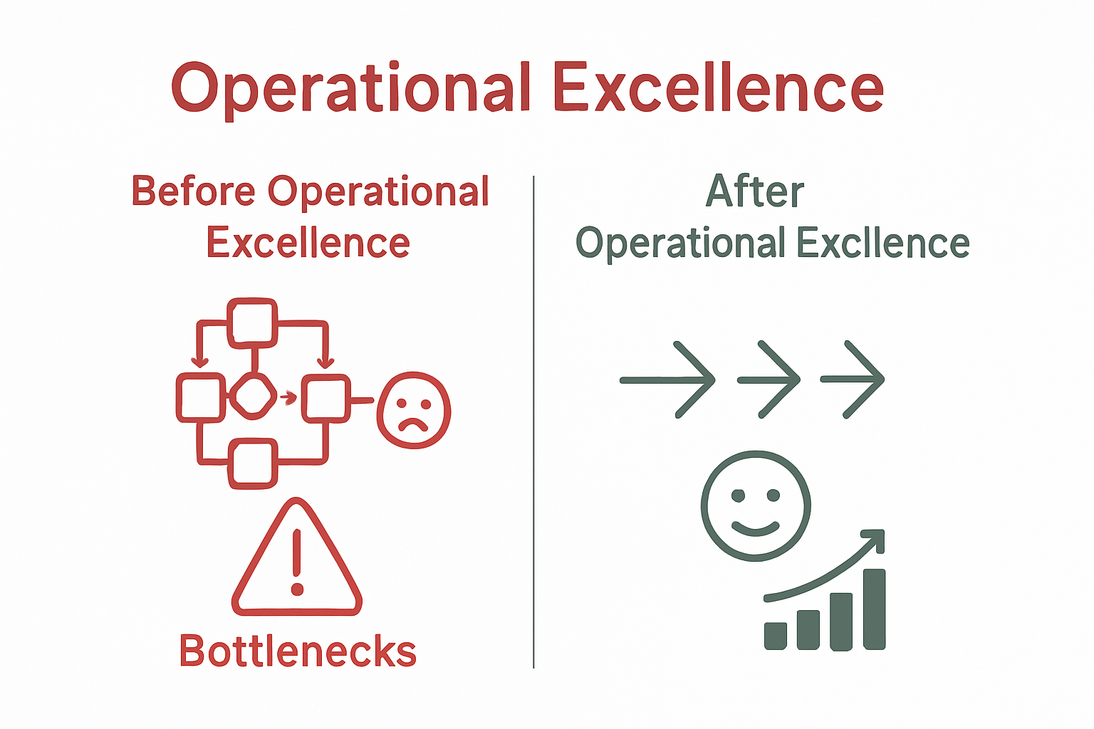 Retail before and after operational excellence comparison infographic