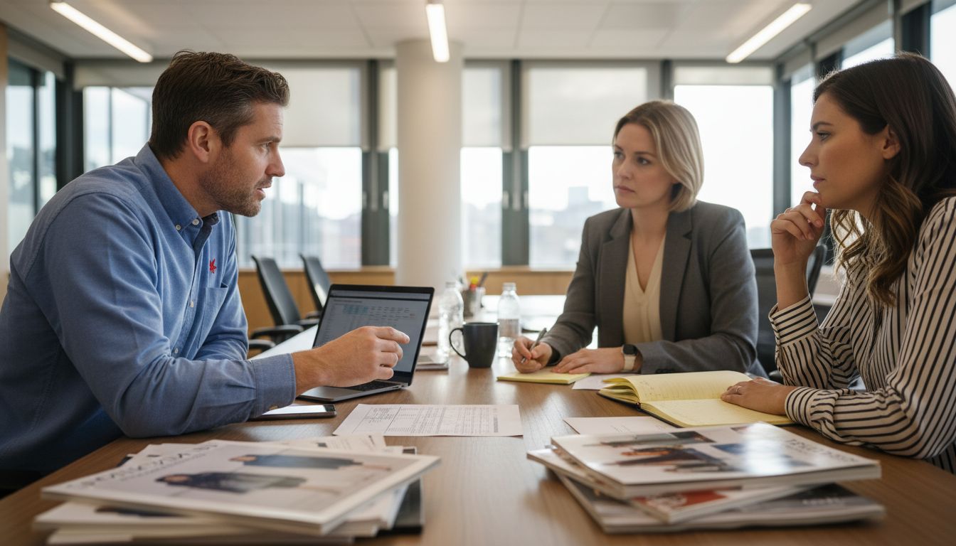 Retail strategy team in discussion session