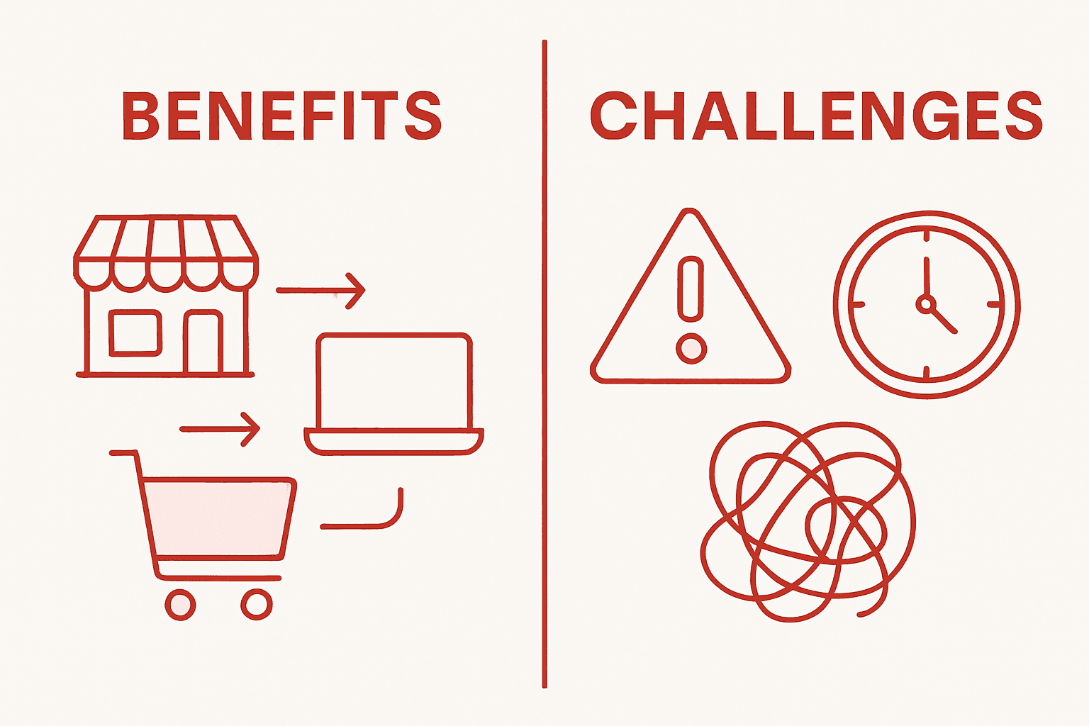 Infographic showing hybrid retail pros and cons
