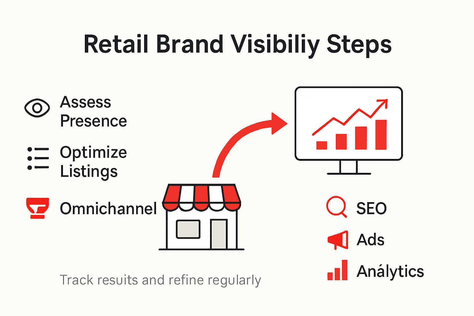 Infographic showing key steps to improve online visibility