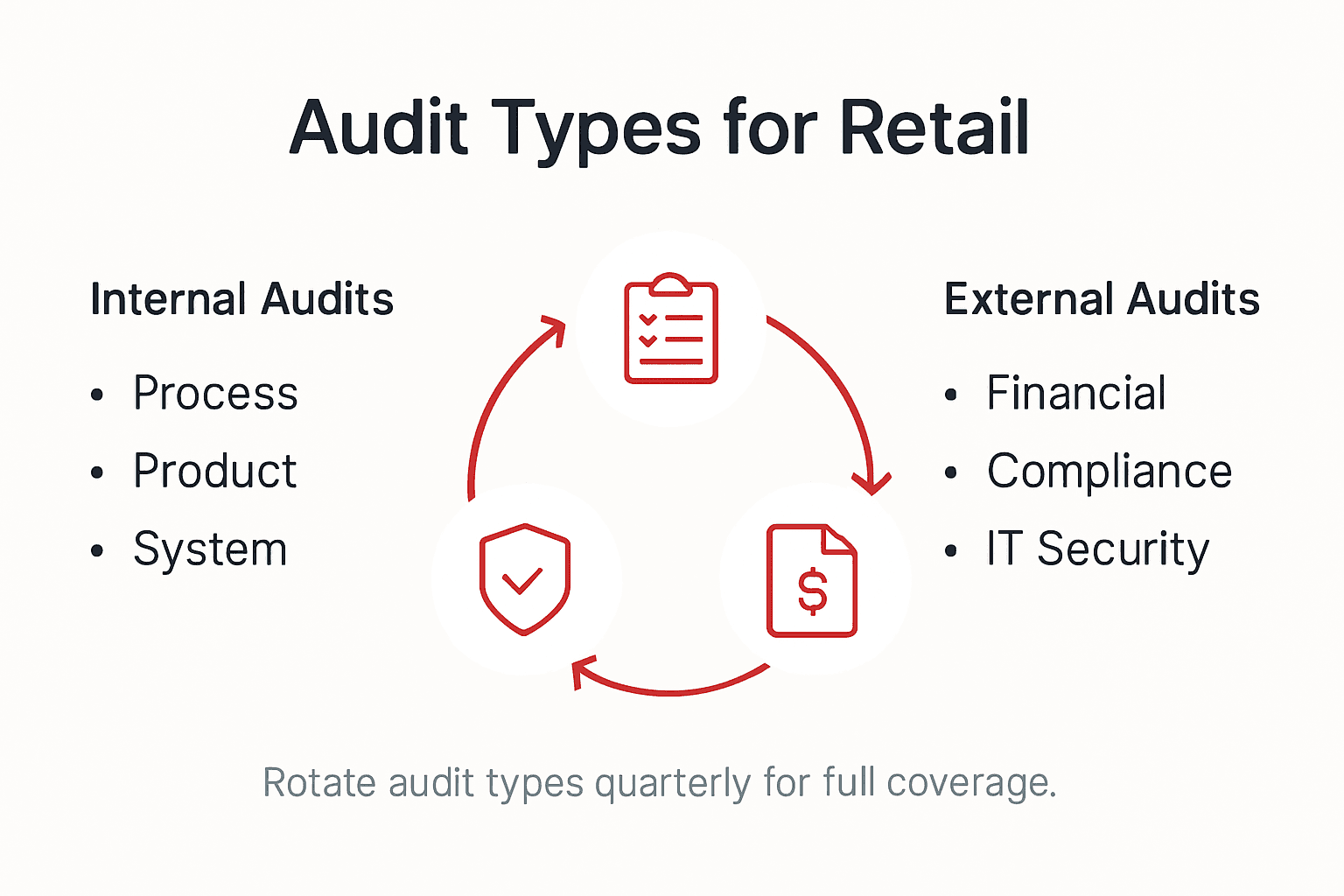 Infographic showing business audit types and categories