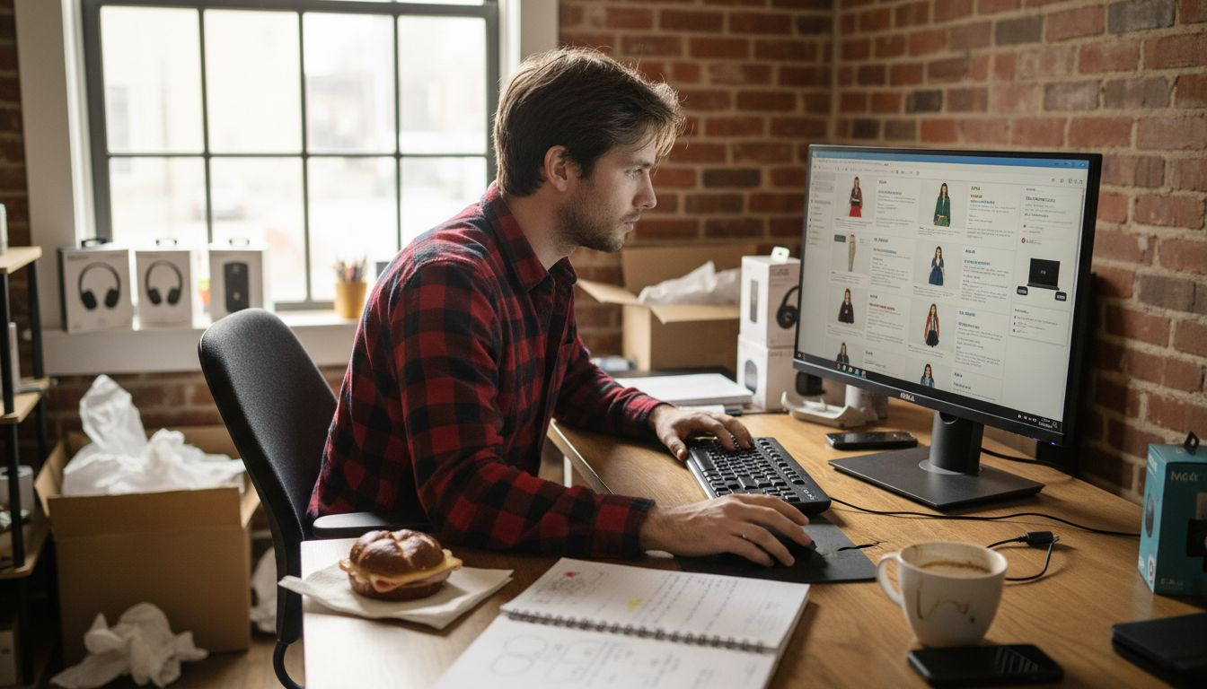 eCommerce manager viewing retail ad workspace