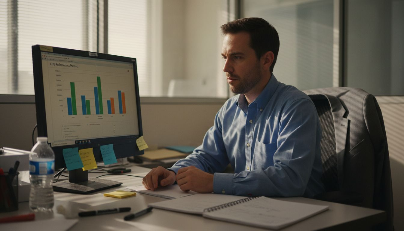 CPG manager checking marketing automation dashboard