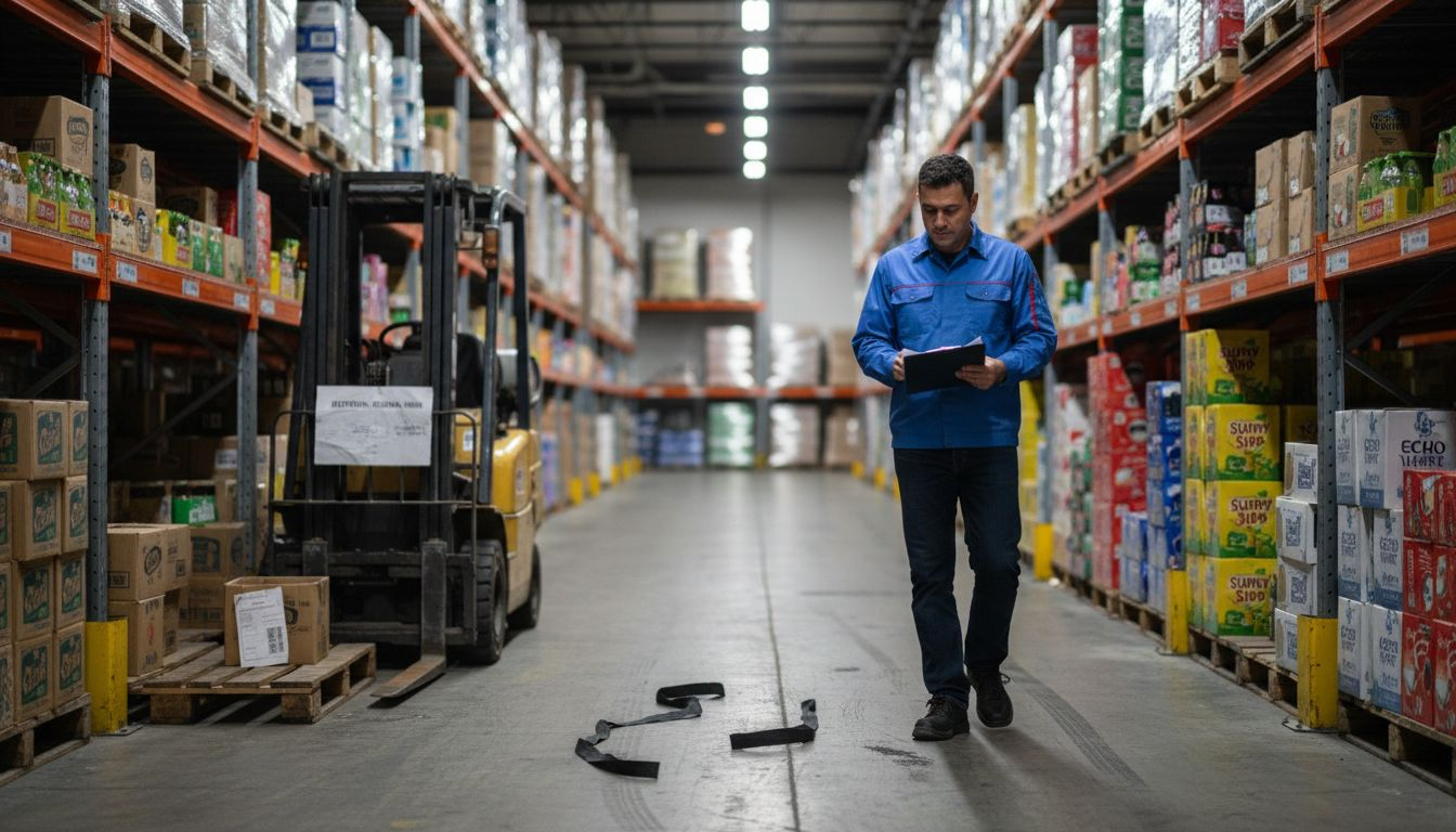 Warehouse supervisor in CPG distribution aisle