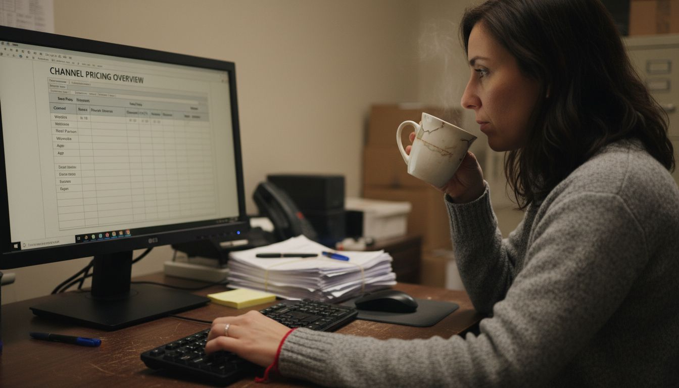 Manager updating pricing on inventory software