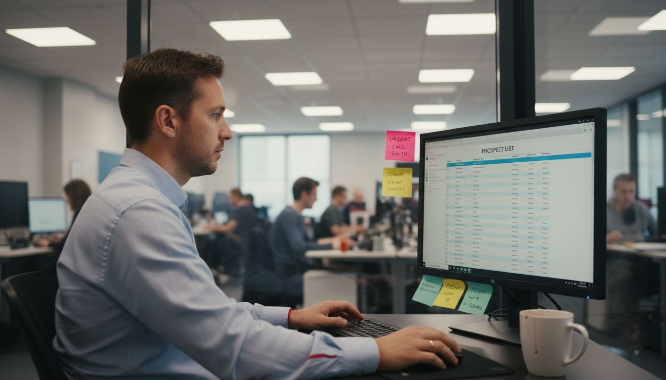 Sales specialist reviewing CPG prospect list
