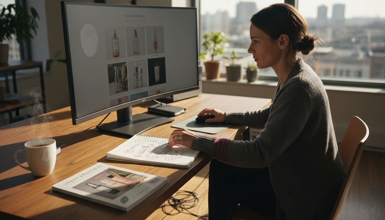 Editing product listing images on desk monitor