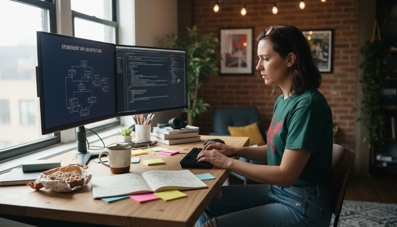 Developer working on headless commerce setup