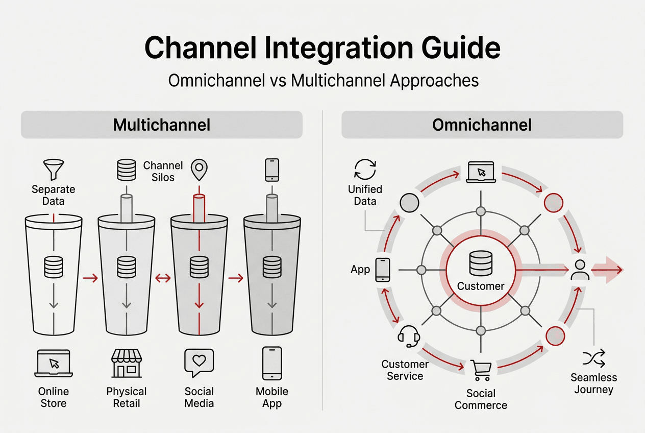 Infographic comparing multichannel and omnichannel