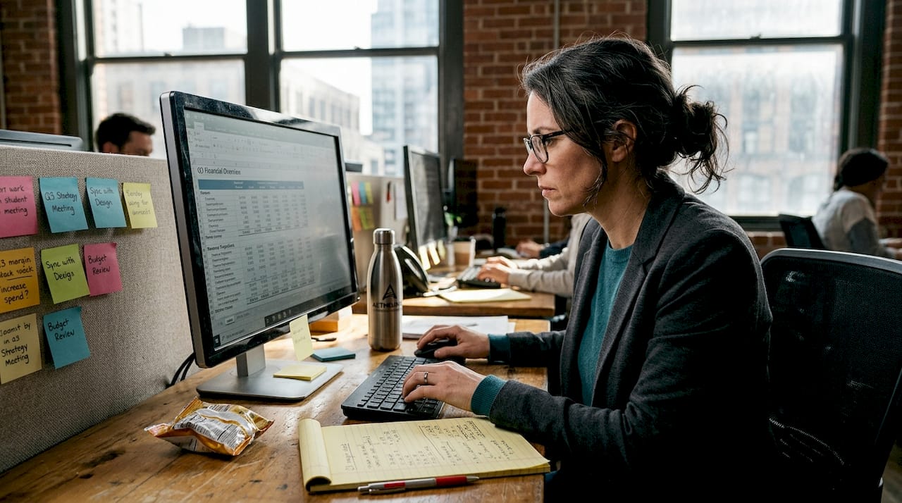 Brand manager reviewing retail channel options