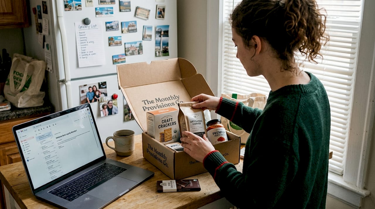 Unboxing CPG subscription in home kitchen