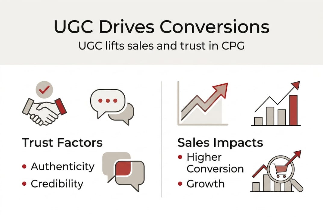 Infographic showing UGC trust and sales impact