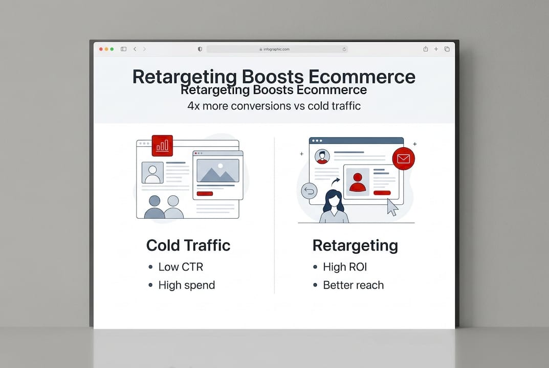 Infographic comparing cold traffic and retargeting