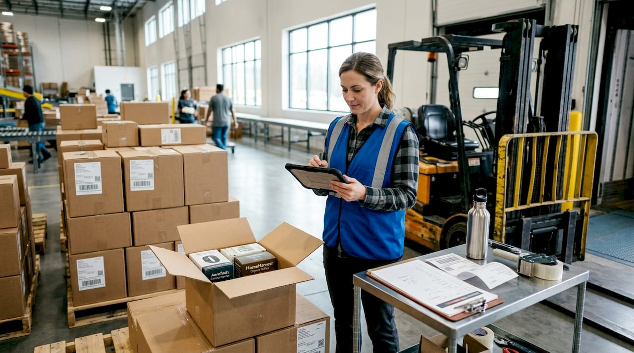 Warehouse manager overseeing CPG shipments