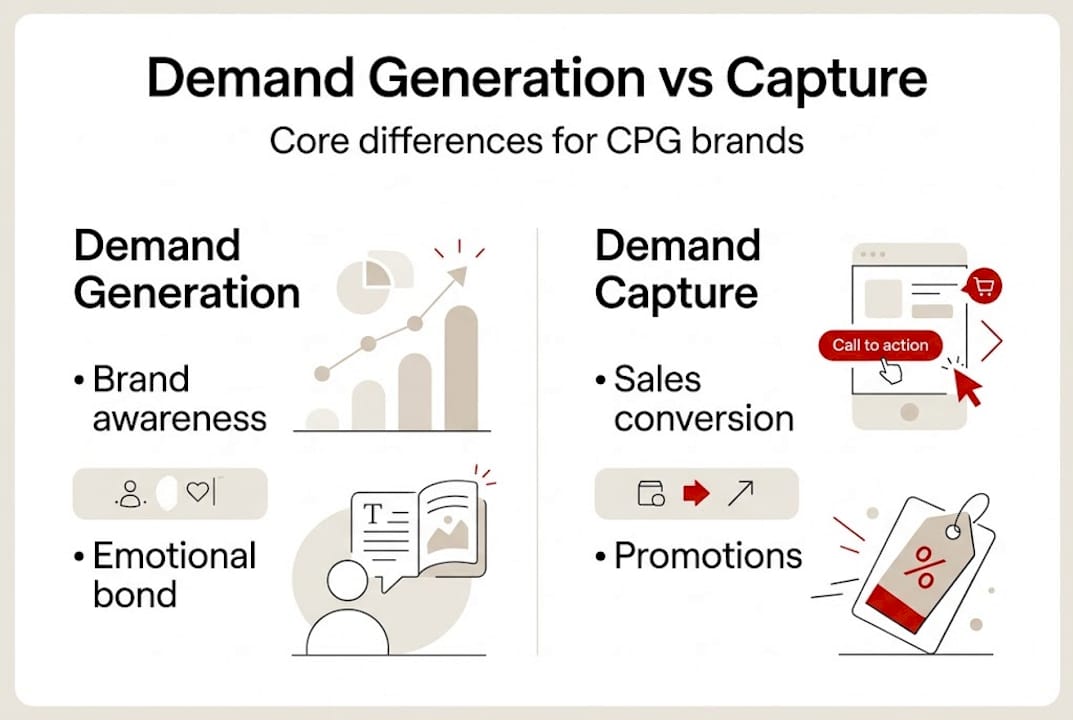 Infographic showing CPG demand generation differences