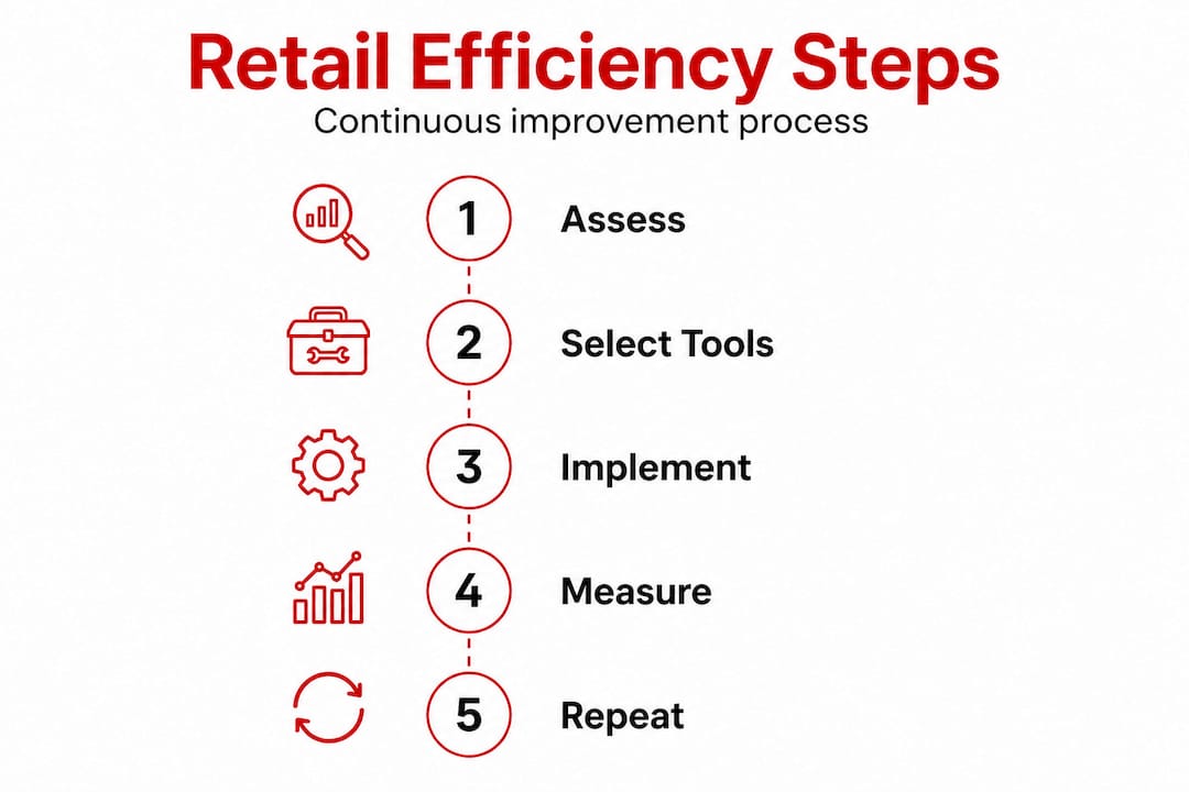 Infographic showing retail efficiency process steps