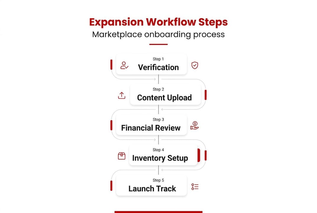 Infographic outlining workflow steps for expansion