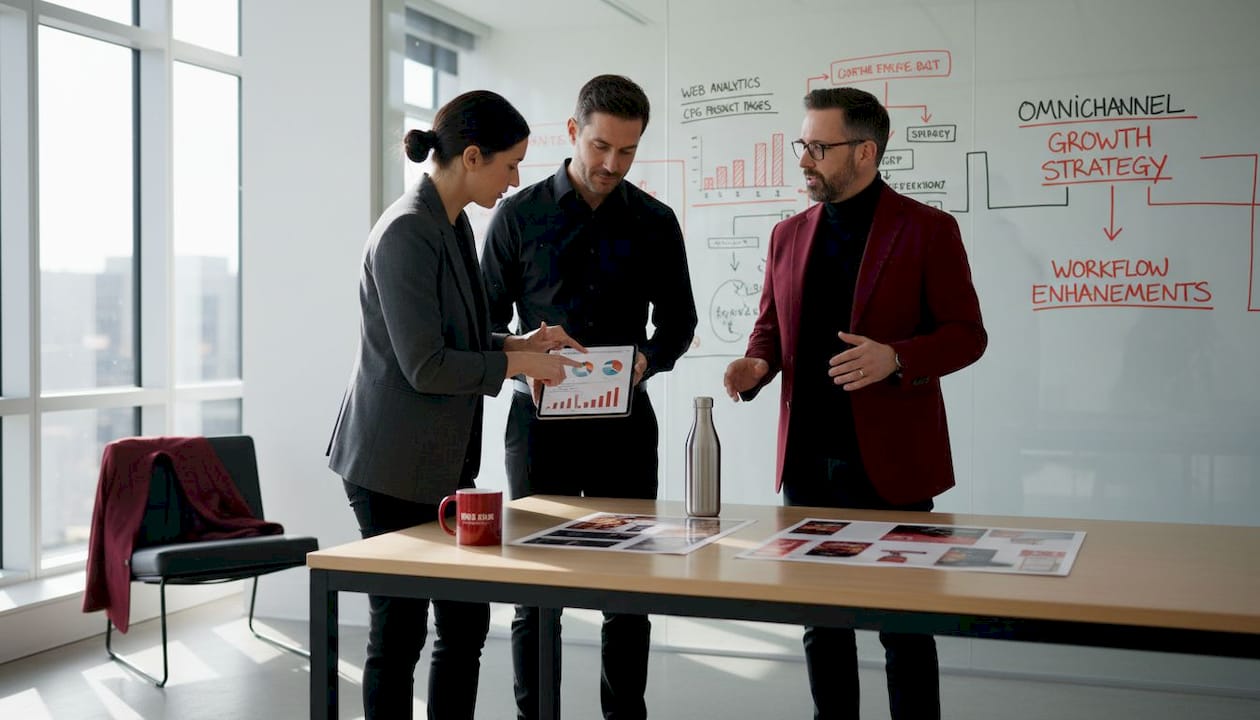 Team reviewing CPG workflow in office