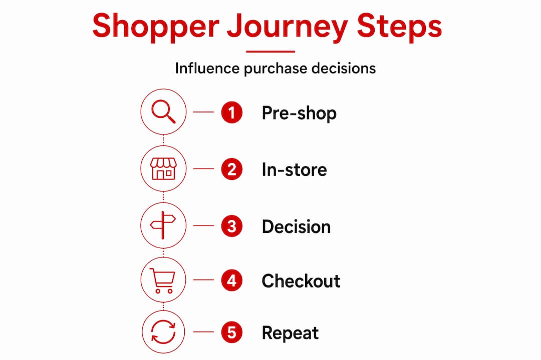Infographic showing shopper journey steps