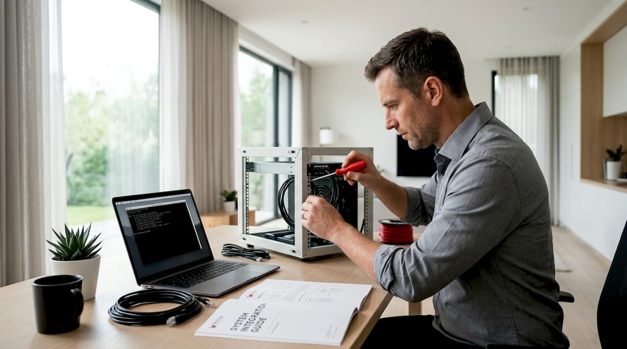 IT specialist configuring self-hosted ecommerce server