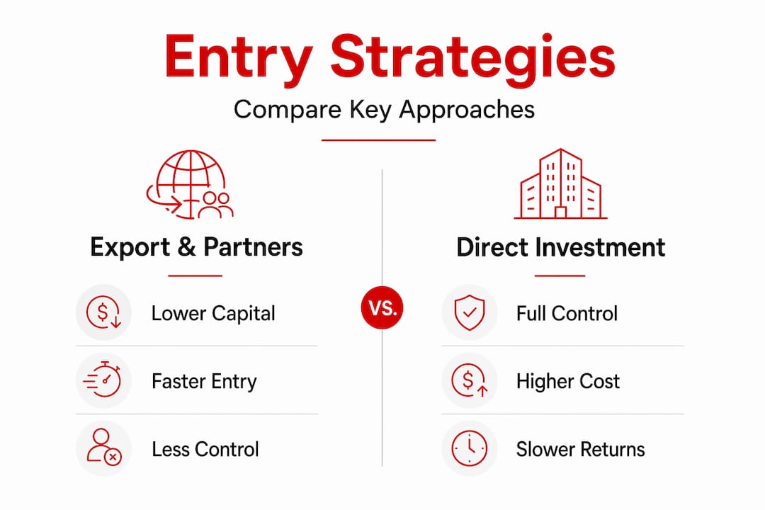 Infographic comparing global entry strategies traits