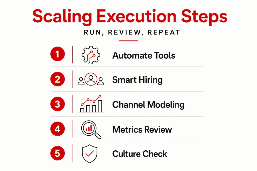 Infographic showing five steps of scaling execution