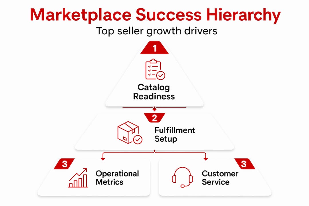 Hierarchy infographic showing seller success drivers