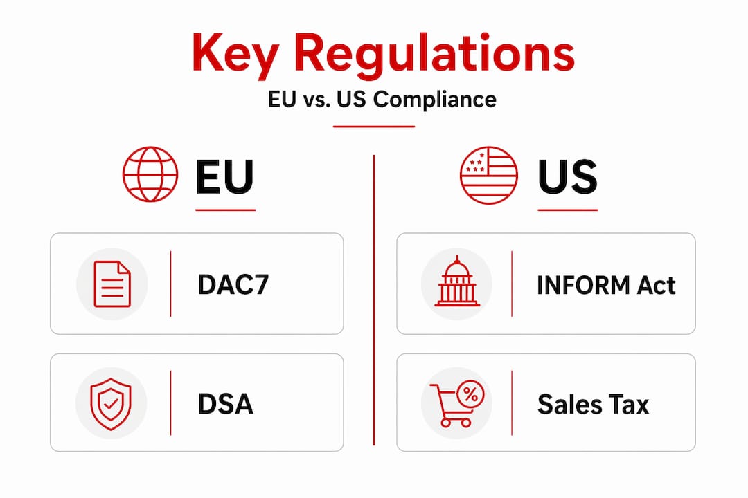 Infographic comparing EU and US compliance regulations