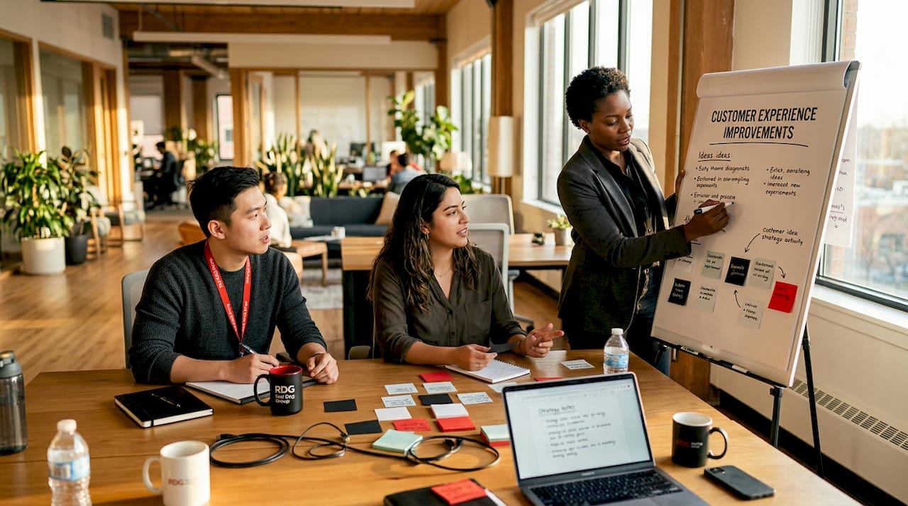 Customer service team planning retention