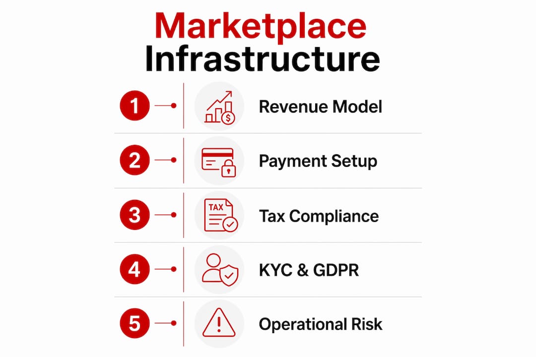 Infographic outlining marketplace infrastructure steps